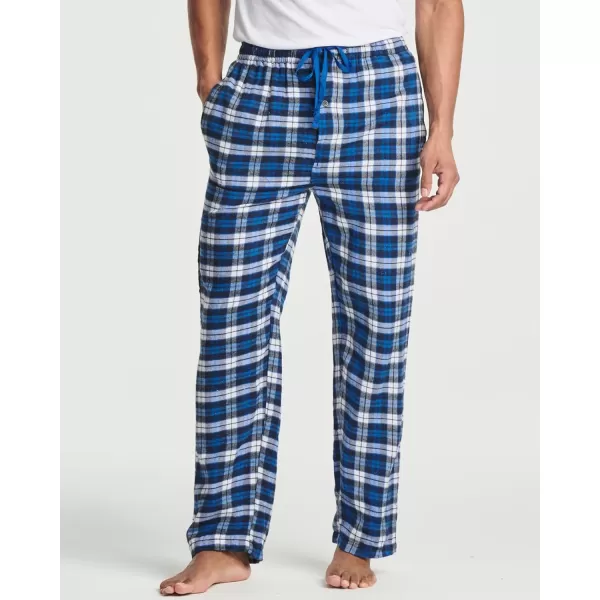 Real Essentials 3 Pack Mens Pajama Pants  Knit Cotton Flannel Plaid Lounge Bottoms Button Fly Available In Big ampamp TallFlannel Set 1