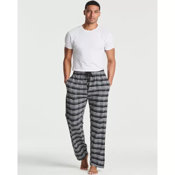 Real Essentials 3 Pack Mens Pajama Pants  Knit Cotton Flannel Plaid Lounge Bottoms Button Fly Available In Big ampamp TallFlannel Set 1