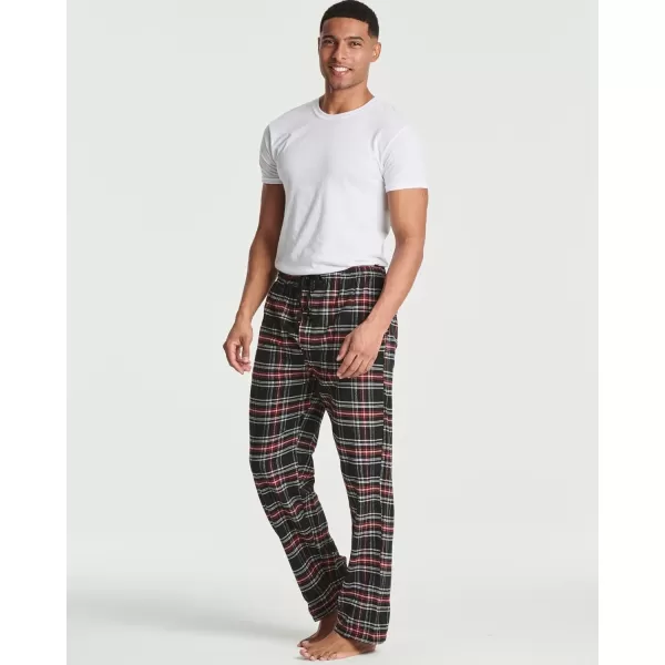 Real Essentials 3 Pack Mens Pajama Pants  Knit Cotton Flannel Plaid Lounge Bottoms Button Fly Available In Big ampamp TallFlannel Set 3