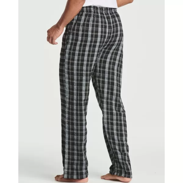 Real Essentials 3 Pack Mens Pajama Pants  Knit Cotton Flannel Plaid Lounge Bottoms Button Fly Available In Big ampamp TallFlannel Set 3