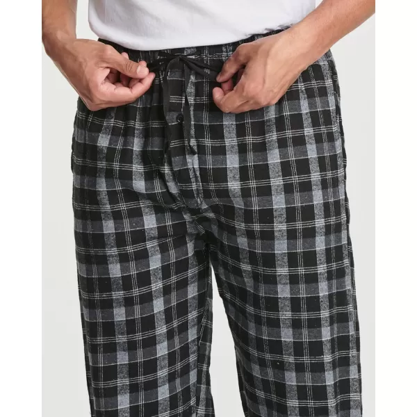 Real Essentials 3 Pack Mens Pajama Pants  Knit Cotton Flannel Plaid Lounge Bottoms Button Fly Available In Big ampamp TallFlannel Set 3