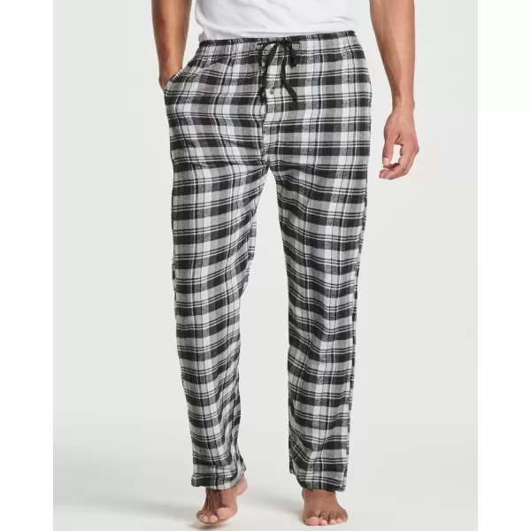 Real Essentials 3 Pack Mens Pajama Pants  Knit Cotton Flannel Plaid Lounge Bottoms Button Fly Available In Big ampamp TallFlannel Set 3