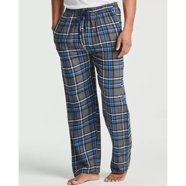 Real Essentials 3 Pack Mens Pajama Pants  Knit Cotton Flannel Plaid Lounge Bottoms Button Fly Available In Big ampamp TallFlannel Set 5