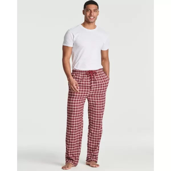 Real Essentials 3 Pack Mens Pajama Pants  Knit Cotton Flannel Plaid Lounge Bottoms Button Fly Available In Big ampamp TallFlannel Set 7