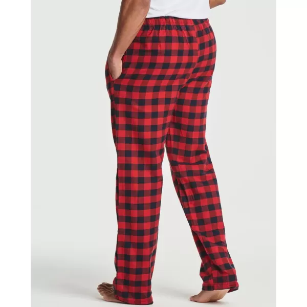 Real Essentials 3 Pack Mens Pajama Pants  Knit Cotton Flannel Plaid Lounge Bottoms Button Fly Available In Big ampamp TallFlannel Set 7