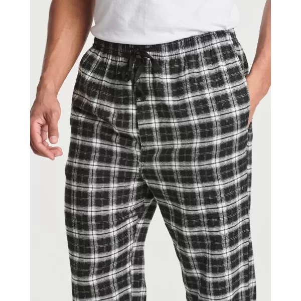 Real Essentials 3 Pack Mens Pajama Pants  Knit Cotton Flannel Plaid Lounge Bottoms Button Fly Available In Big ampamp TallFlannel Set 7