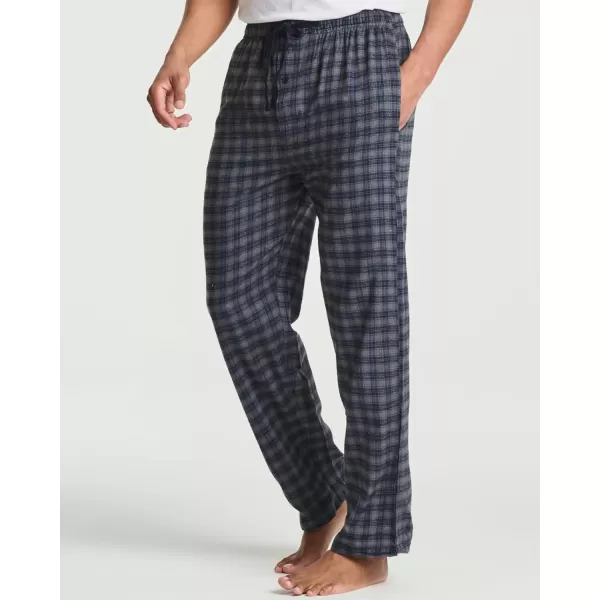 Real Essentials 3 Pack Mens Pajama Pants  Knit Cotton Flannel Plaid Lounge Bottoms Button Fly Available In Big ampamp TallFlannel Set 8