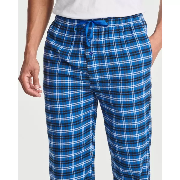 Real Essentials 3 Pack Mens Pajama Pants  Knit Cotton Flannel Plaid Lounge Bottoms Button Fly Available In Big ampamp TallFlannel Set 9