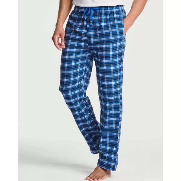 Real Essentials 3 Pack Mens Pajama Pants  Knit Cotton Flannel Plaid Lounge Bottoms Button Fly Available In Big ampamp TallFlannel Set 9