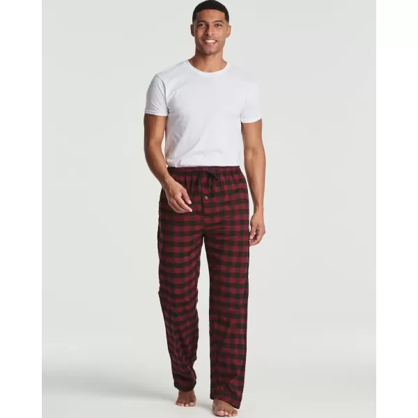 Real Essentials 3 Pack Mens Pajama Pants  Knit Cotton Flannel Plaid Lounge Bottoms Button Fly Available In Big ampamp TallFlannel Set 9