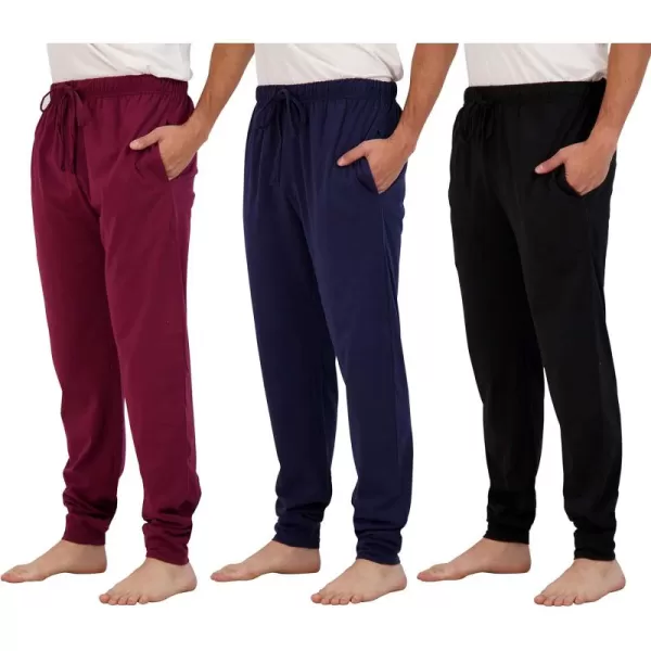 Real Essentials 3 Pack Mens Cotton Jersey Soft Jogger Sleep Lounge Pajama Drawstring ampamp Pockets Available in Big ampamp TallSet 6