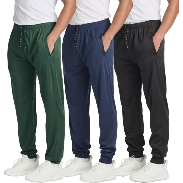 Real Essentials 3 Pack Mens Tech Mesh Active Athletic Casual Jogger Sweatpants with PocketsAvailable in Big ampamp TallSet 1