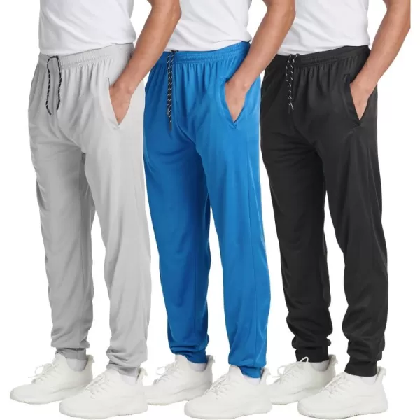 Real Essentials 3 Pack Mens Tech Mesh Active Athletic Casual Jogger Sweatpants with PocketsAvailable in Big ampamp TallSet 4