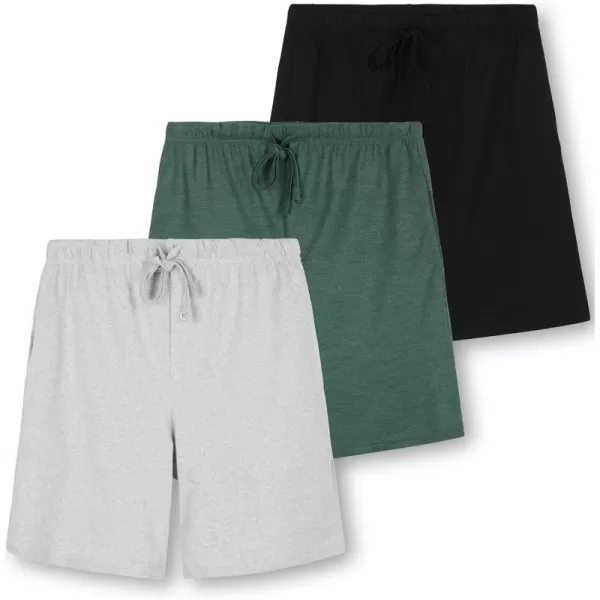 Real Essentials 3 PackMens Cotton UltraSoft Knit Sleep Pajama Shorts ampamp Lounge Wear Available in Big ampamp TallSet C