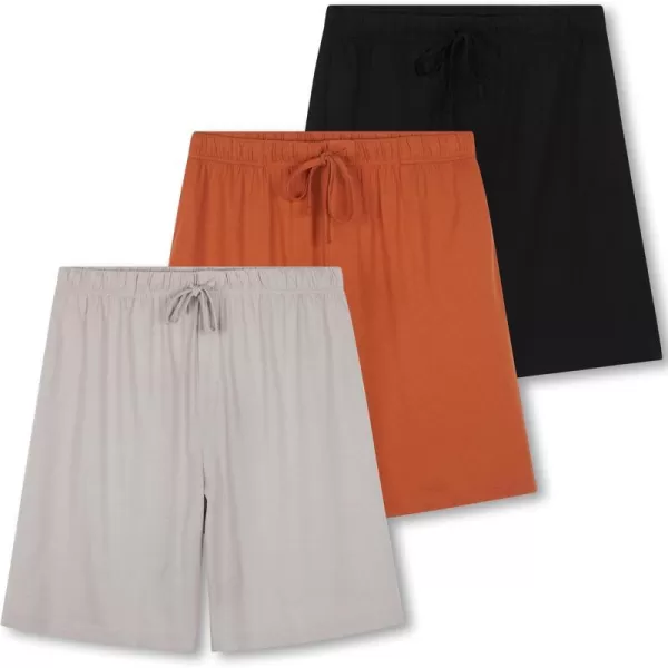 Real Essentials 3 PackMens Cotton UltraSoft Knit Sleep Pajama Shorts ampamp Lounge Wear Available in Big ampamp TallSet G