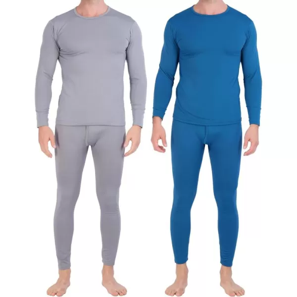 Real Essentials 4 Piece Mens Thermal Underwear Sets  Long Sleeve Top ampamp Bottom Fleece Long Johns Available in Big ampamp TallSet 1