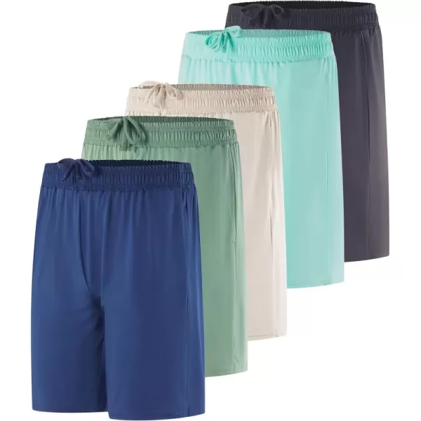 Real Essentials 5 Pack Mens DryFit 7quot Active Athletic Sweat Resistant Performance Workout Shorts Available in Big ampamp TallSet 3