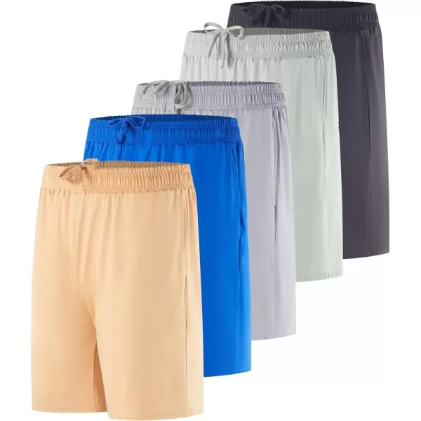 Real Essentials 5 Pack Mens DryFit 7quot Active Athletic Sweat Resistant Performance Workout Shorts Available in Big ampamp TallSet 7