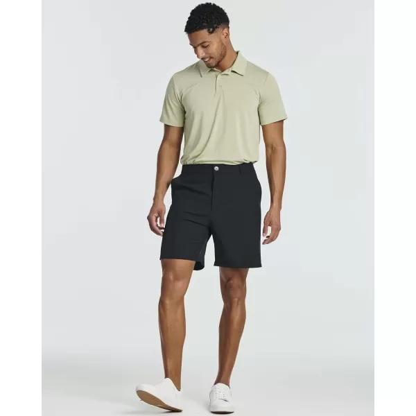 Real Essentials 3 Pack Mens 7quot Golf Shorts Pockets  Flat Front Casual Work Workout Active Hiking SportSet 5