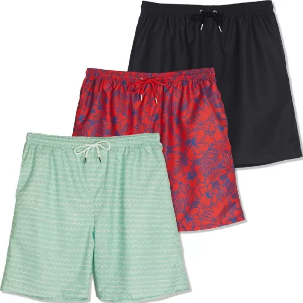 Real Essentials 3 Pack Mens 7quot QuickDry Swim Trunk with with Mesh Lining Available in Big ampamp TallSet 2