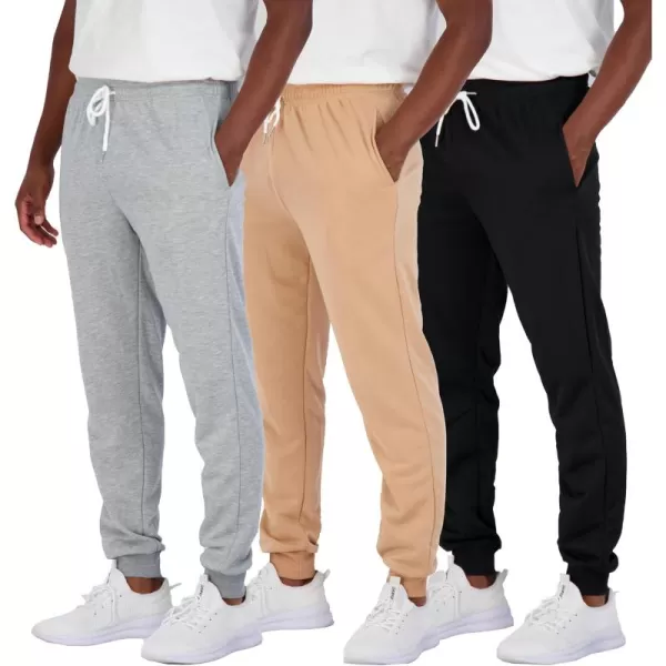 Real Essentials 3 Pack Mens French Terry Fleece Active Casual Jogger Sweatpants with Pockets Available in Big ampamp TallSet 6