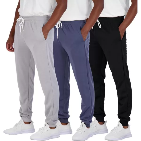 Real Essentials 3 Pack Mens French Terry Fleece Active Casual Jogger Sweatpants with Pockets Available in Big ampamp TallSet 7