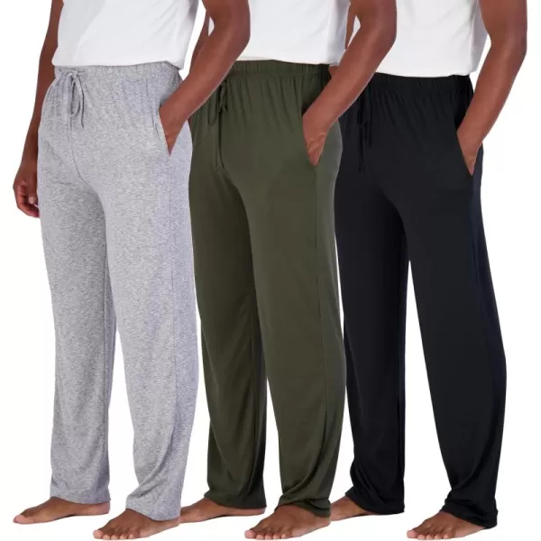 Real Essentials 3 Pack Mens Soft Pajama Lounge Pants with Drawstring ampamp Pockets  4Way Stretch ampamp WickingBig ampamp Tall S5XLSet 2