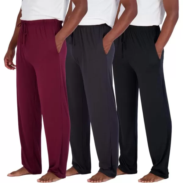 Real Essentials 3 Pack Mens Soft Pajama Lounge Pants with Drawstring ampamp Pockets  4Way Stretch ampamp WickingBig ampamp Tall S5XLSet 3