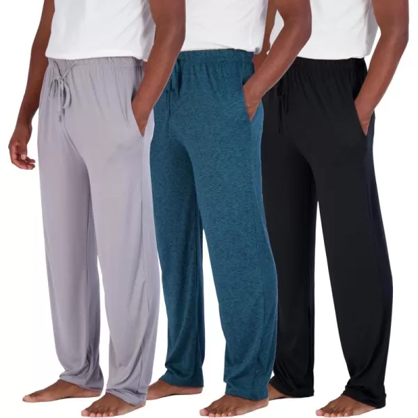 Real Essentials 3 Pack Mens Soft Pajama Lounge Pants with Drawstring ampamp Pockets  4Way Stretch ampamp WickingBig ampamp Tall S5XLSet 5