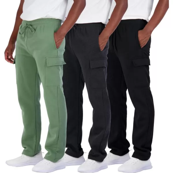 Real Essentials 3 Pack Mens Tech Fleece Open Bottom Cargo Sweatpants with Pockets Available in Big ampamp TallSet 5