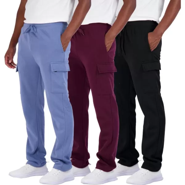 Real Essentials 3 Pack Mens Tech Fleece Open Bottom Cargo Sweatpants with Pockets Available in Big ampamp TallSet 6