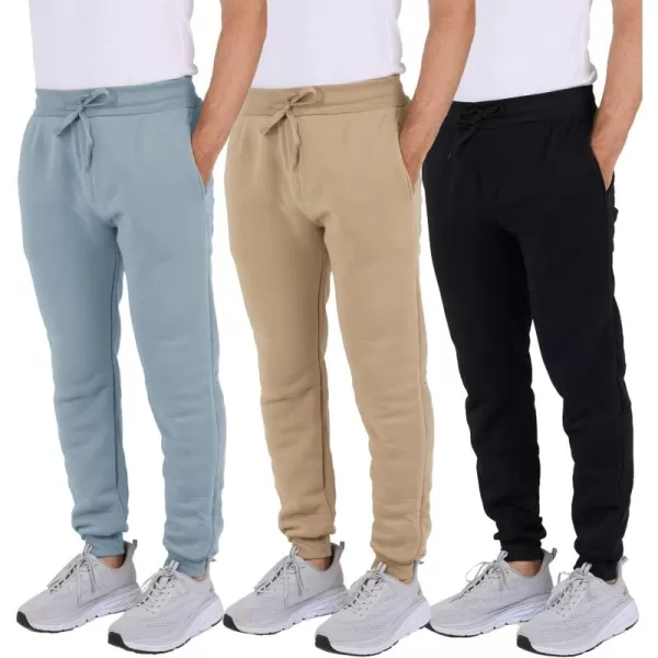 Real Essentials 3 Pack Mens Tech Fleece UltraSoft Jogger Athletic Sweatpants with Pockets Available in Big ampamp TallSet K