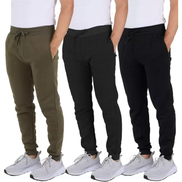 Real Essentials 3 Pack Mens Tech Fleece UltraSoft Jogger Athletic Sweatpants with Pockets Available in Big ampamp TallSet a