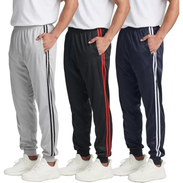 Real Essentials 3 Pack Mens Tricot Active Athletic Casual Jogger Fleece Lined Sweatpants Pockets Available in Big ampamp TallSet B