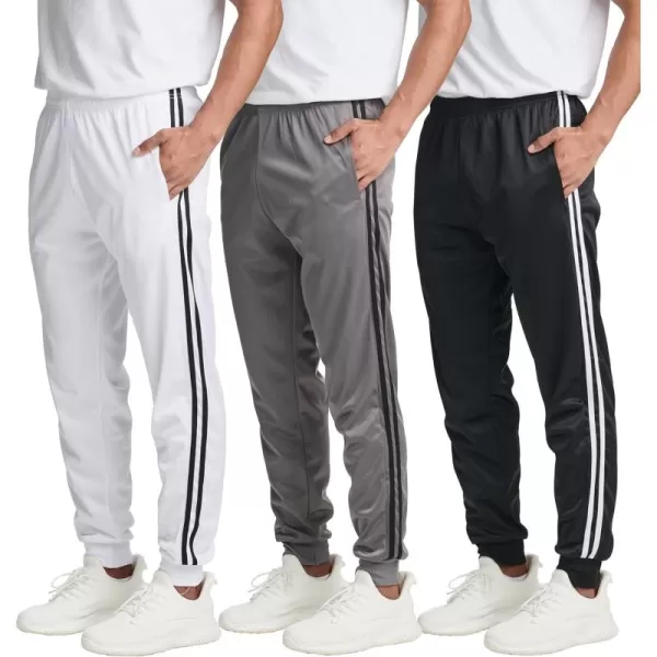 Real Essentials 3 Pack Mens Tricot Active Athletic Casual Jogger Fleece Lined Sweatpants Pockets Available in Big ampamp TallSet C