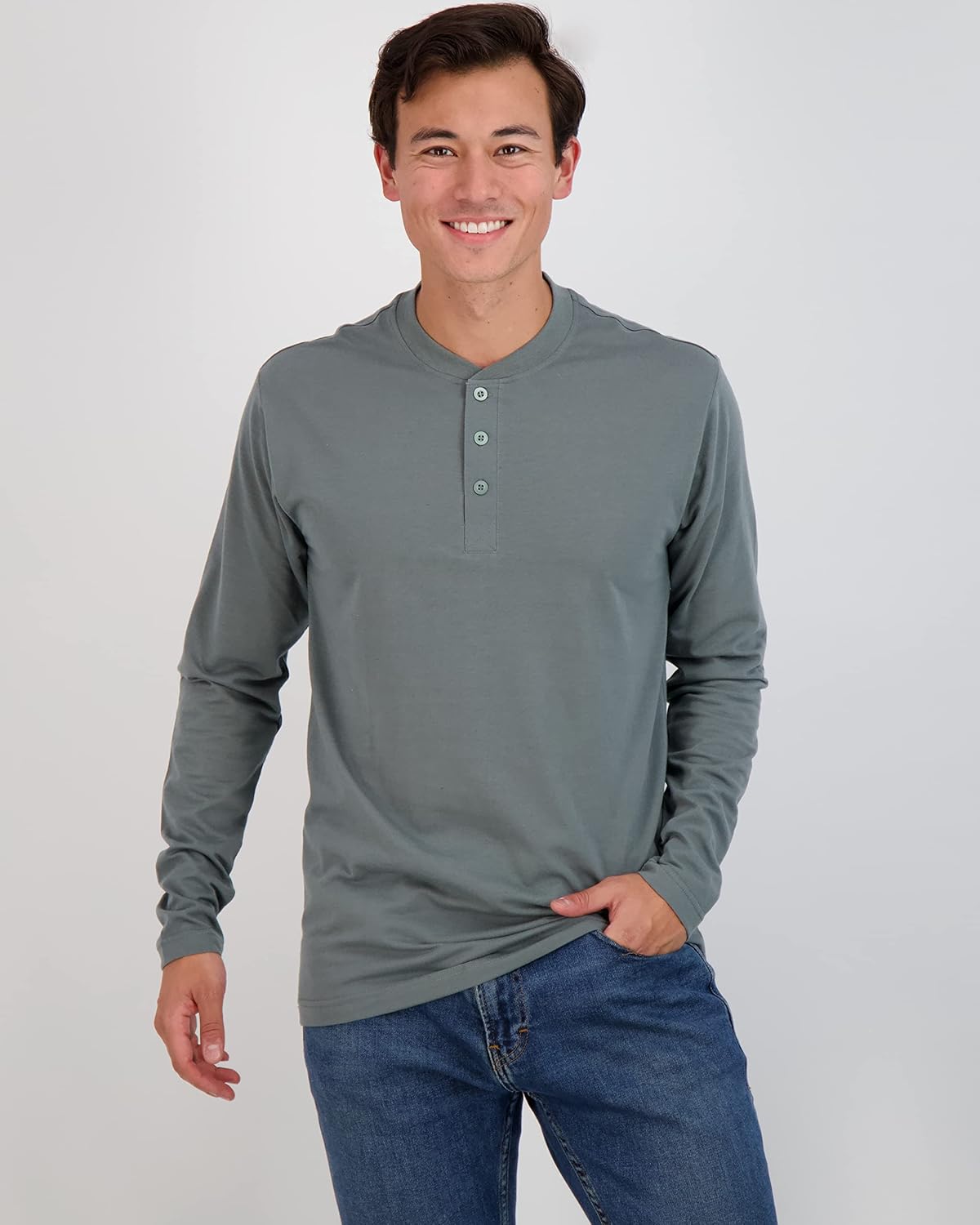 Real Essentials 3 Pack Mens Cotton Short ampamp Long Sleeve Henley TShirt Performance Activewear Available in Big ampamp TallLong Sleeve  Set 1