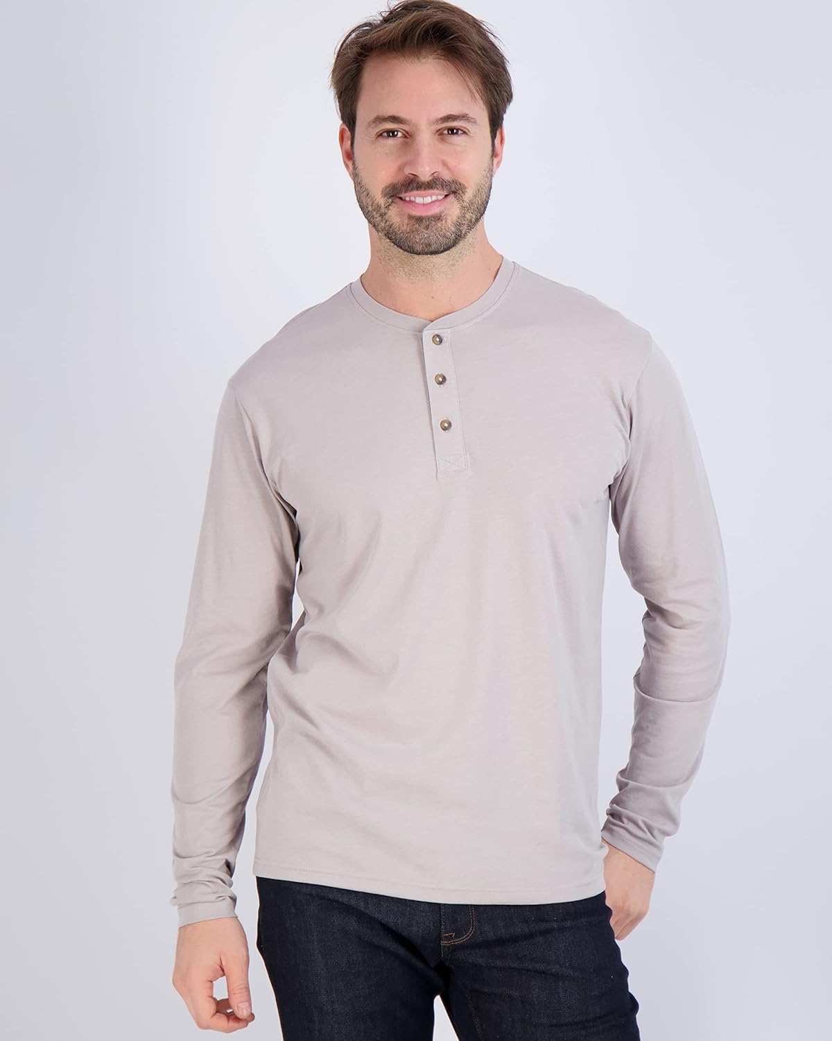 Real Essentials 3 Pack Mens Cotton Short ampamp Long Sleeve Henley TShirt Performance Activewear Available in Big ampamp TallLong Sleeve  Set 10