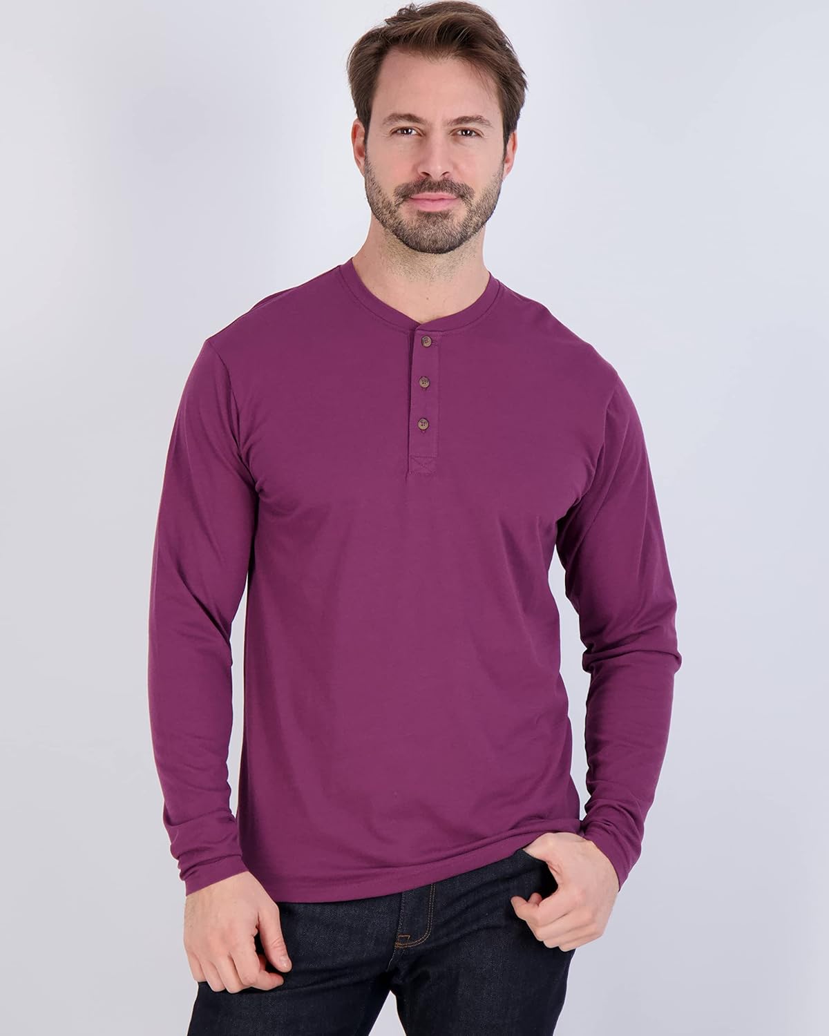 Real Essentials 3 Pack Mens Cotton Short ampamp Long Sleeve Henley TShirt Performance Activewear Available in Big ampamp TallLong Sleeve  Set 11