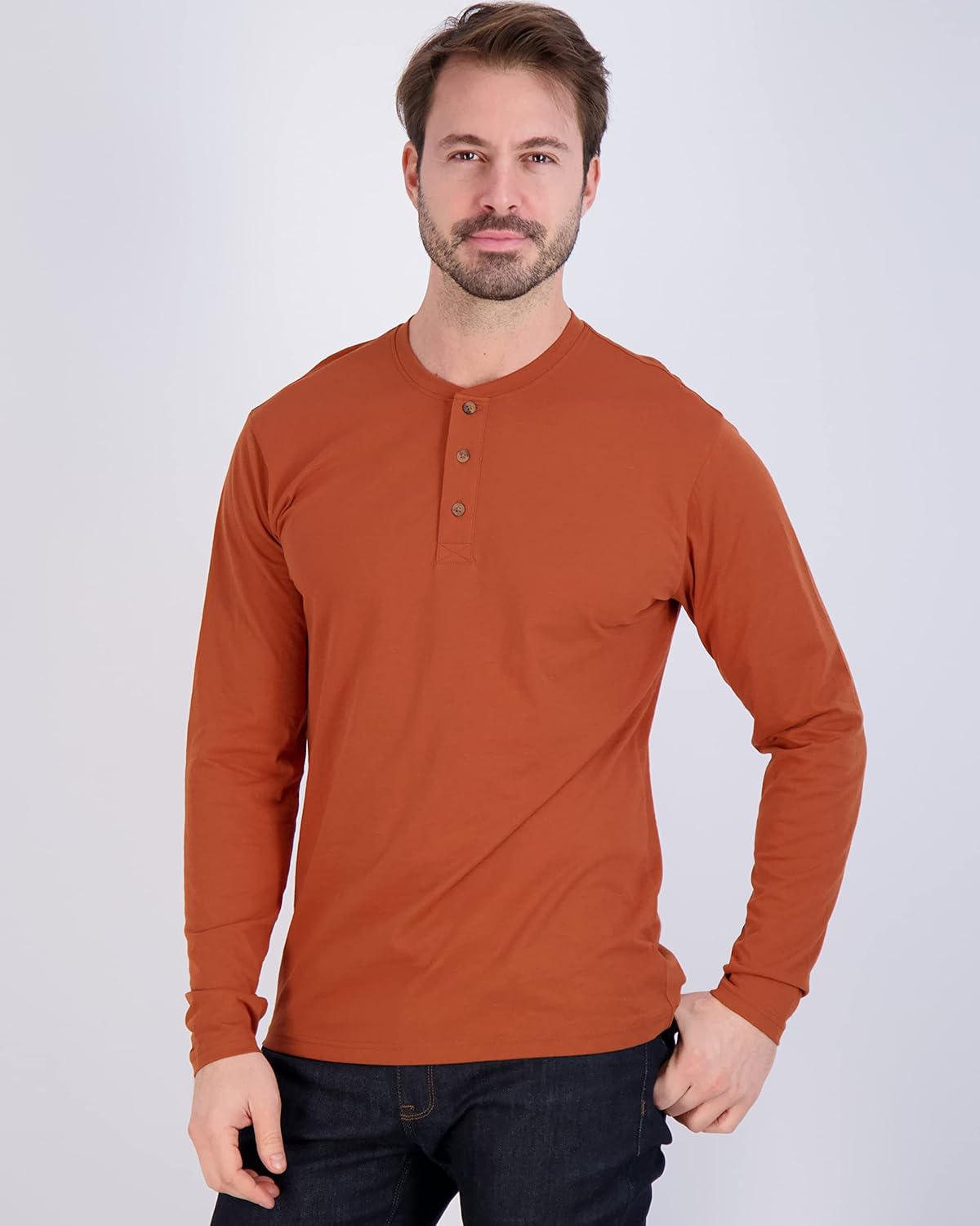 Real Essentials 3 Pack Mens Cotton Short ampamp Long Sleeve Henley TShirt Performance Activewear Available in Big ampamp TallLong Sleeve  Set 12