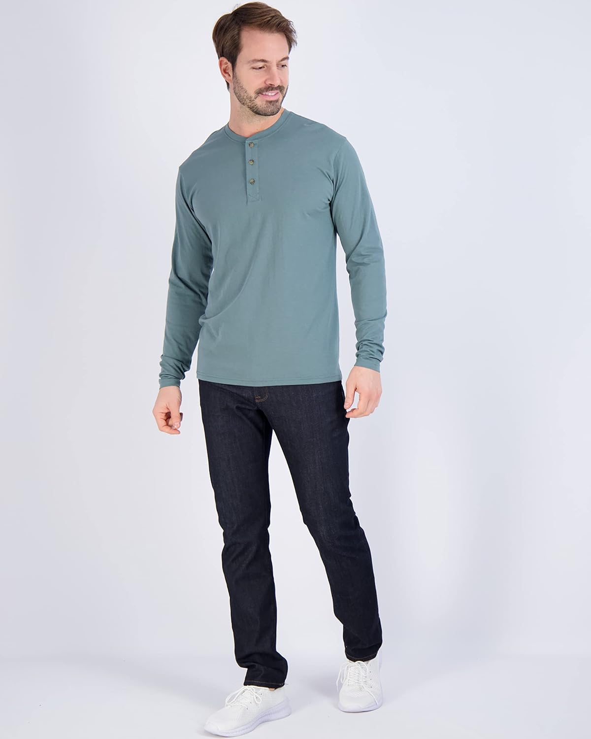 Real Essentials 3 Pack Mens Cotton Short ampamp Long Sleeve Henley TShirt Performance Activewear Available in Big ampamp TallLong Sleeve  Set 12