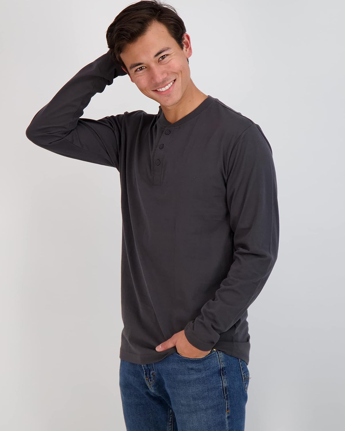 Real Essentials 3 Pack Mens Cotton Short ampamp Long Sleeve Henley TShirt Performance Activewear Available in Big ampamp TallLong Sleeve  Set 2