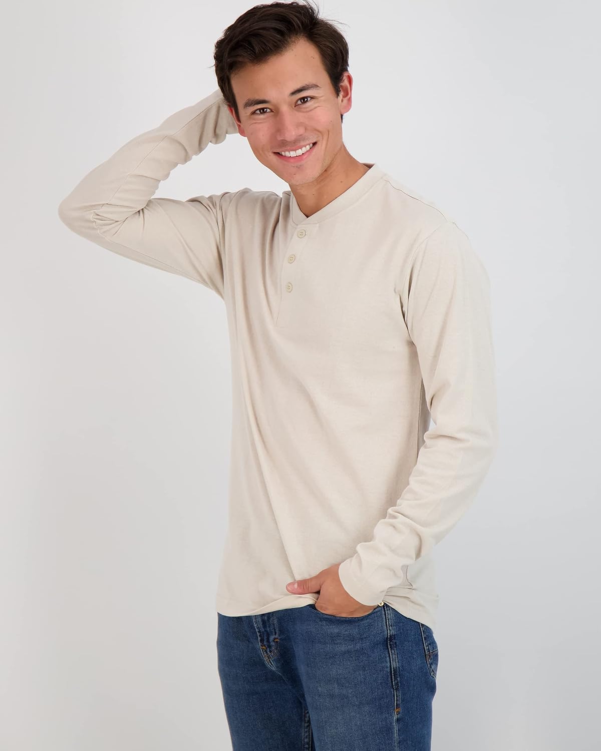 Real Essentials 3 Pack Mens Cotton Short ampamp Long Sleeve Henley TShirt Performance Activewear Available in Big ampamp TallLong Sleeve  Set 3