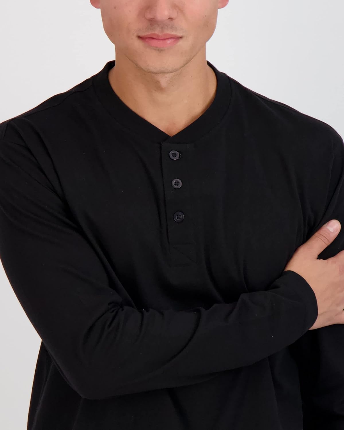 Real Essentials 3 Pack Mens Cotton Short ampamp Long Sleeve Henley TShirt Performance Activewear Available in Big ampamp TallLong Sleeve  Set 3