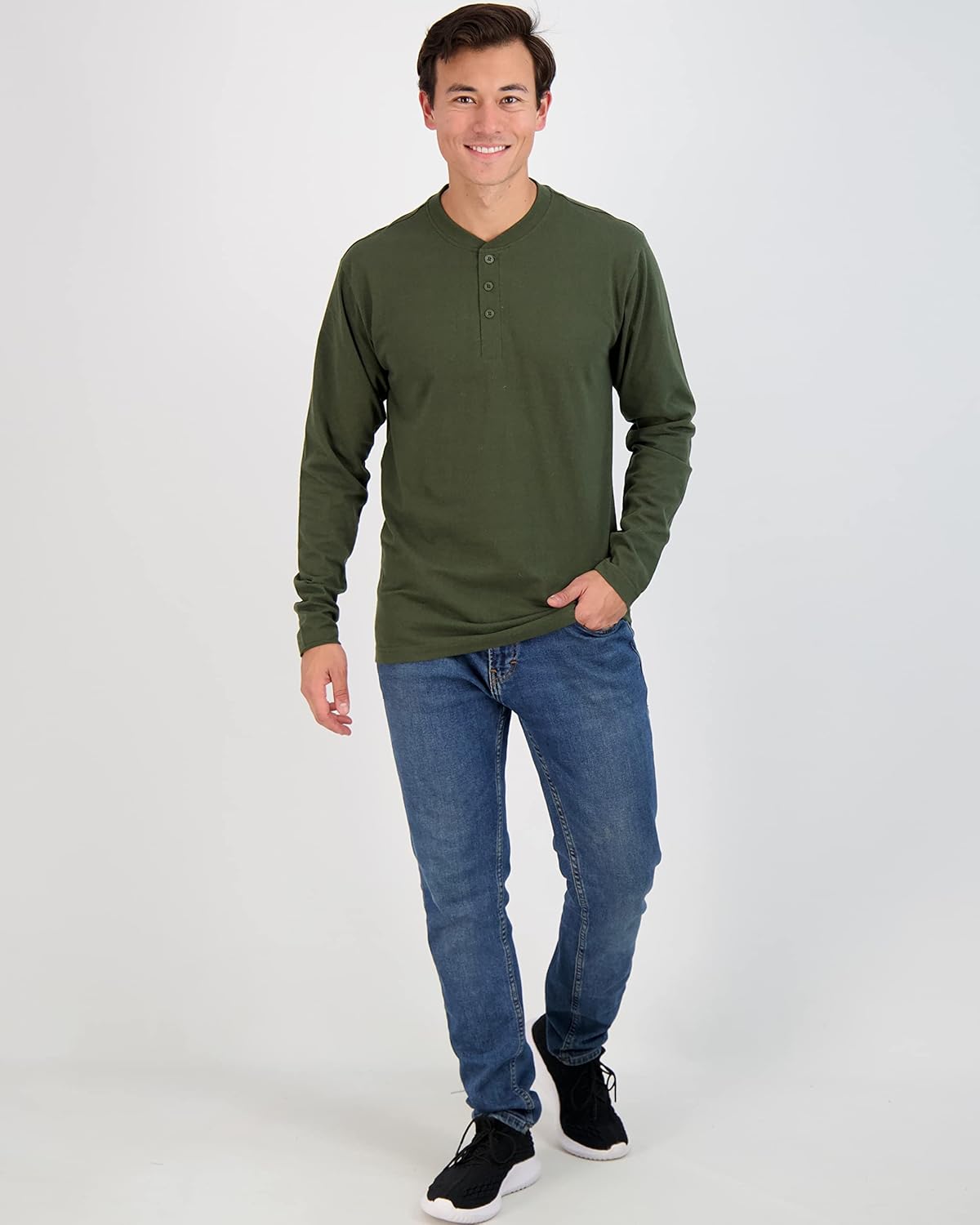 Real Essentials 3 Pack Mens Cotton Short ampamp Long Sleeve Henley TShirt Performance Activewear Available in Big ampamp TallLong Sleeve  Set 3