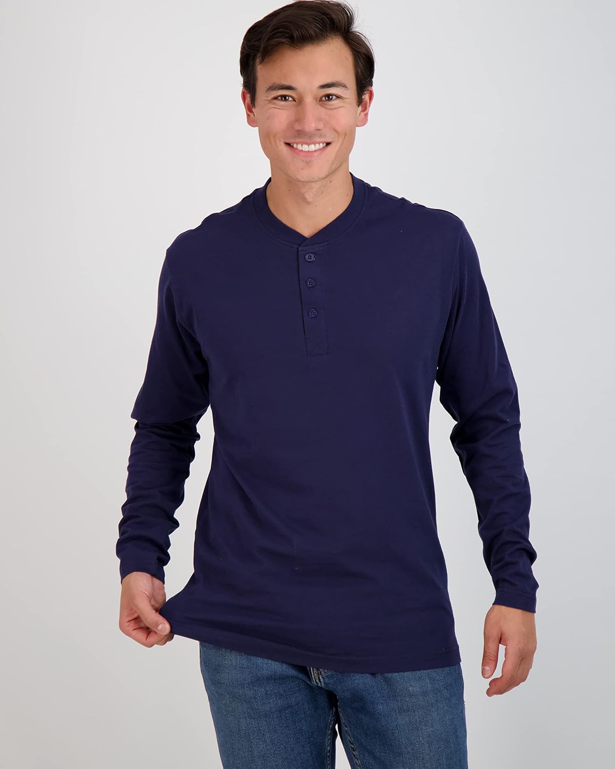 Real Essentials 3 Pack Mens Cotton Short ampamp Long Sleeve Henley TShirt Performance Activewear Available in Big ampamp TallLong Sleeve  Set 4