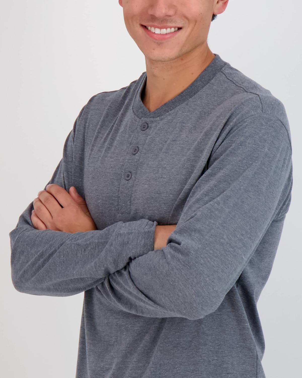 Real Essentials 3 Pack Mens Cotton Short ampamp Long Sleeve Henley TShirt Performance Activewear Available in Big ampamp TallLong Sleeve  Set 5
