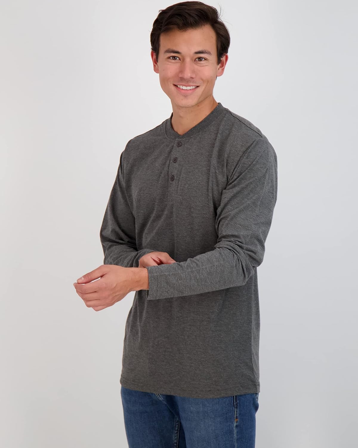 Real Essentials 3 Pack Mens Cotton Short ampamp Long Sleeve Henley TShirt Performance Activewear Available in Big ampamp TallLong Sleeve  Set 6