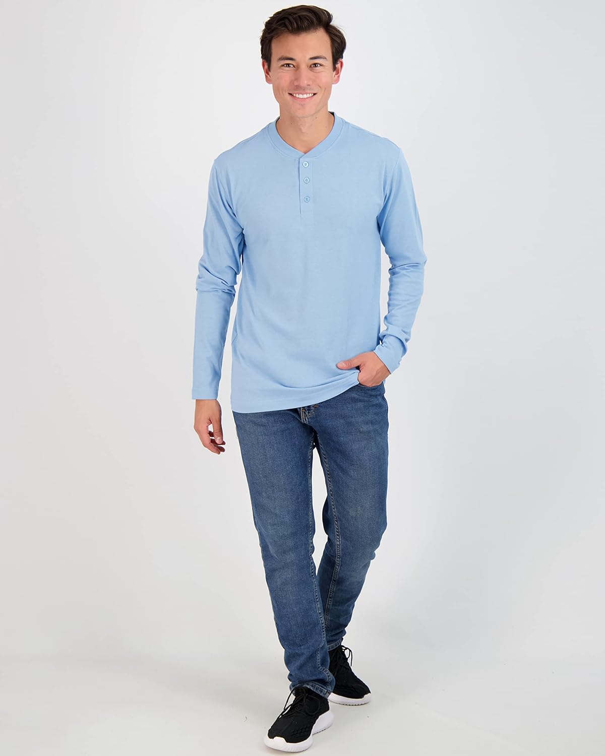 Real Essentials 3 Pack Mens Cotton Short ampamp Long Sleeve Henley TShirt Performance Activewear Available in Big ampamp TallLong Sleeve  Set 7
