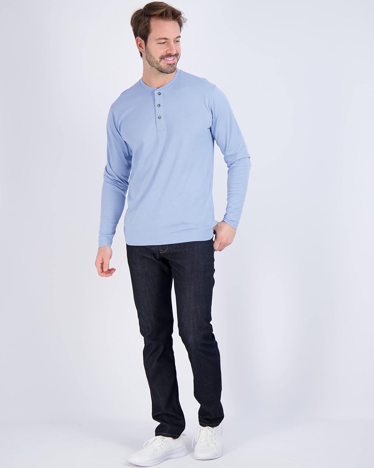 Real Essentials 3 Pack Mens Cotton Short ampamp Long Sleeve Henley TShirt Performance Activewear Available in Big ampamp TallLong Sleeve  Set 8