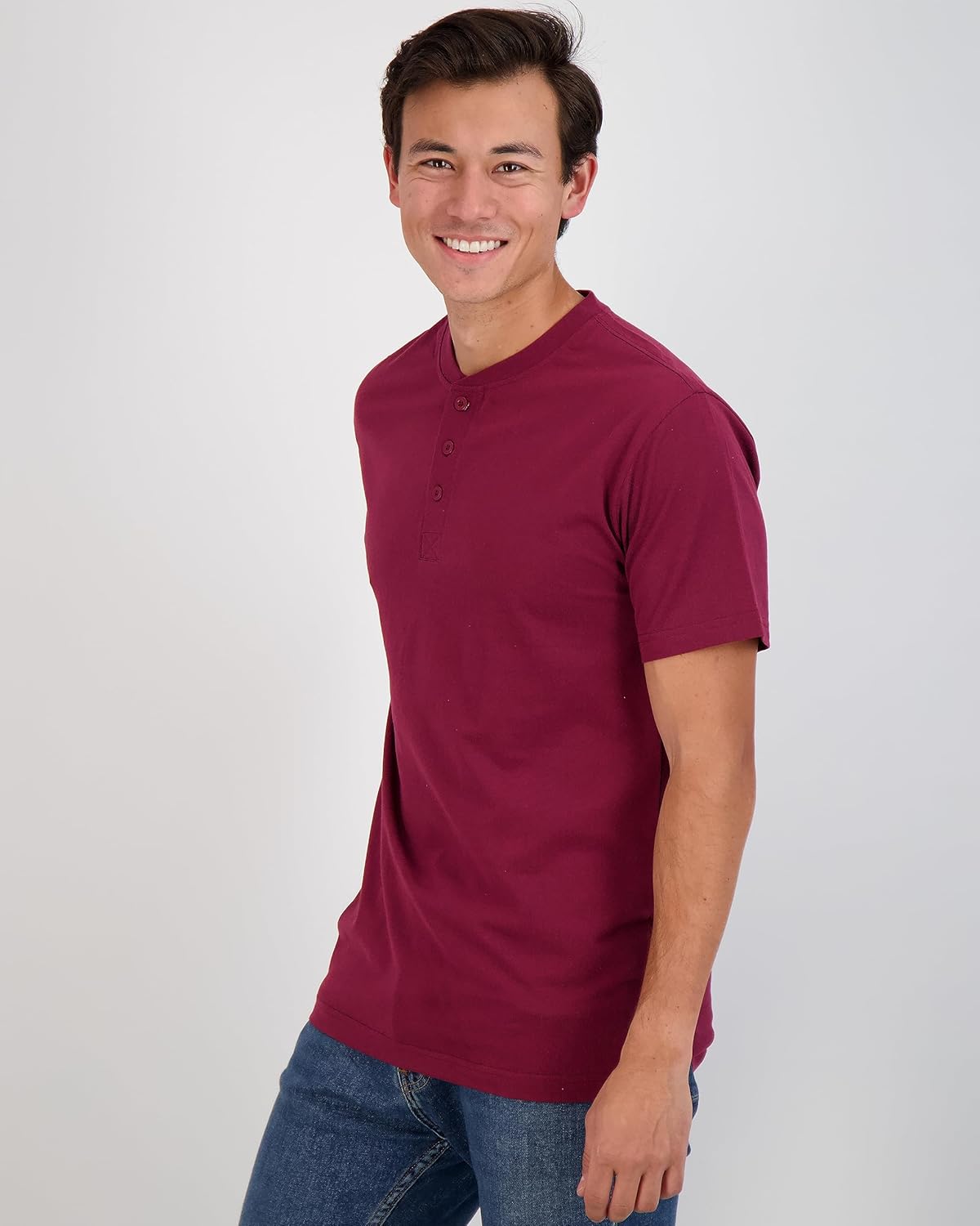 Real Essentials 3 Pack Mens Cotton Short ampamp Long Sleeve Henley TShirt Performance Activewear Available in Big ampamp TallShort Sleeve  Set 1